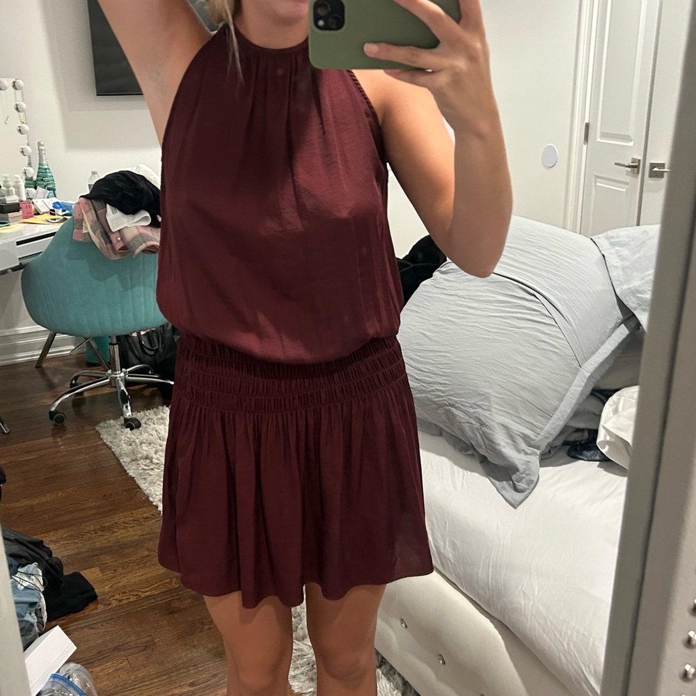 Chic Maroon Halter Mini Dress